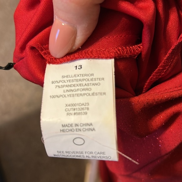XtraOrdinary red shimmer long prom evening or banquet gown. Sz. 13. Worn once - Picture 9 of 9